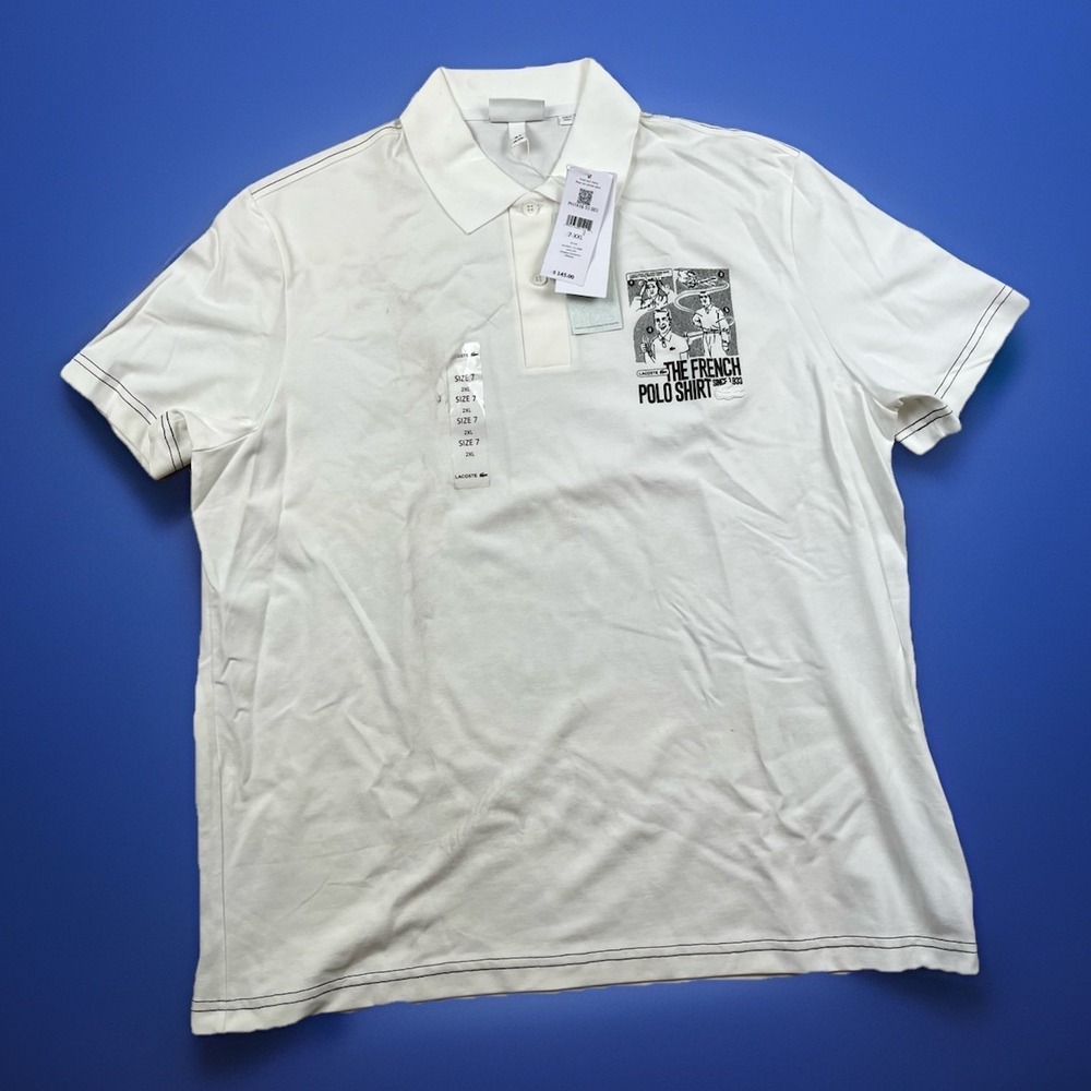 NWT Lacoste Men's The French Polo Shirt White Sz 2XL Short Sleeve‎ Retail $145